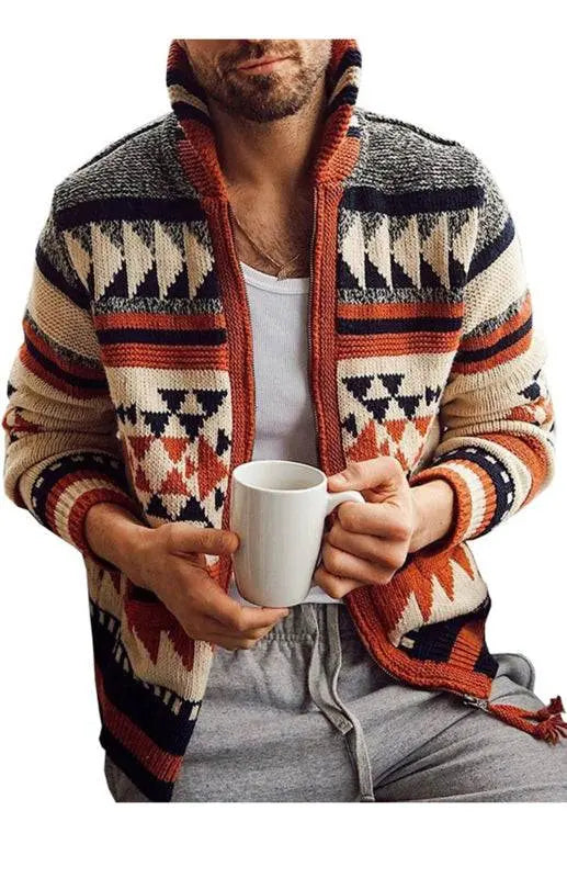 MENLL Kakaclo Embroidered Sweater Men's Autumn/Winter Stand Collar Zip Sweater - Stylish & Comfortable by MENLL