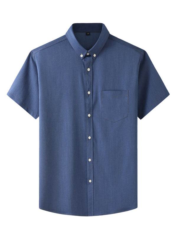 Stylish Comfort Plus Size Men's Casual Denim Short Sleeve Shirt for Effortless Summer Vibes