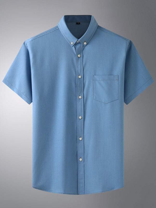 Stylish Comfort Plus Size Men's Casual Denim Short Sleeve Shirt for Effortless Summer Vibes