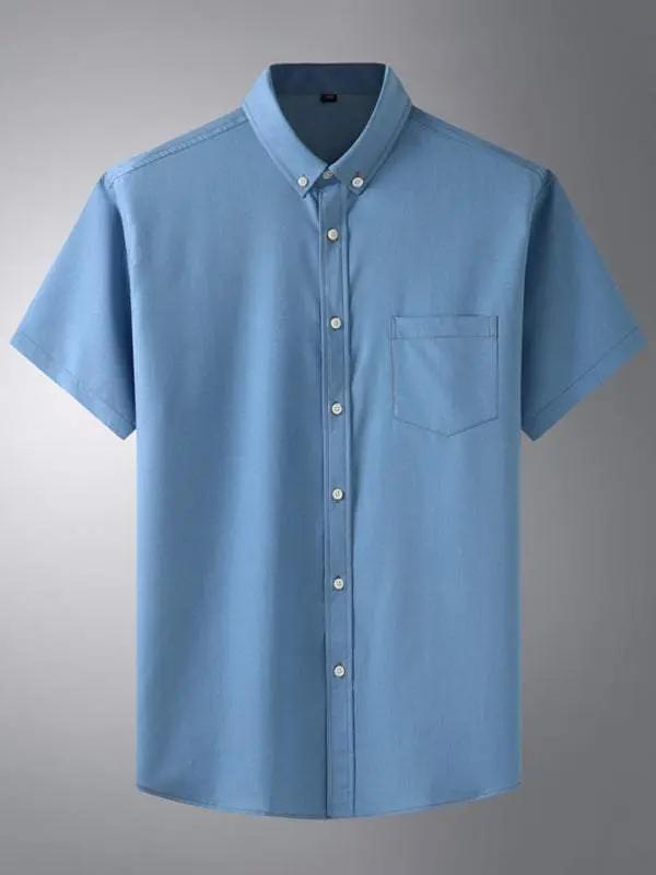 Stylish Comfort Plus Size Men's Casual Denim Short Sleeve Shirt for Effortless Summer Vibes - MENLL