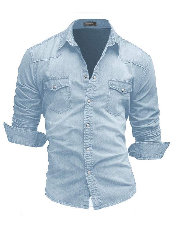 Chic Spring-Summer Men's Lapel Collar Solid Polyester Shirt - Effortless Style for Casual Days - MENLL