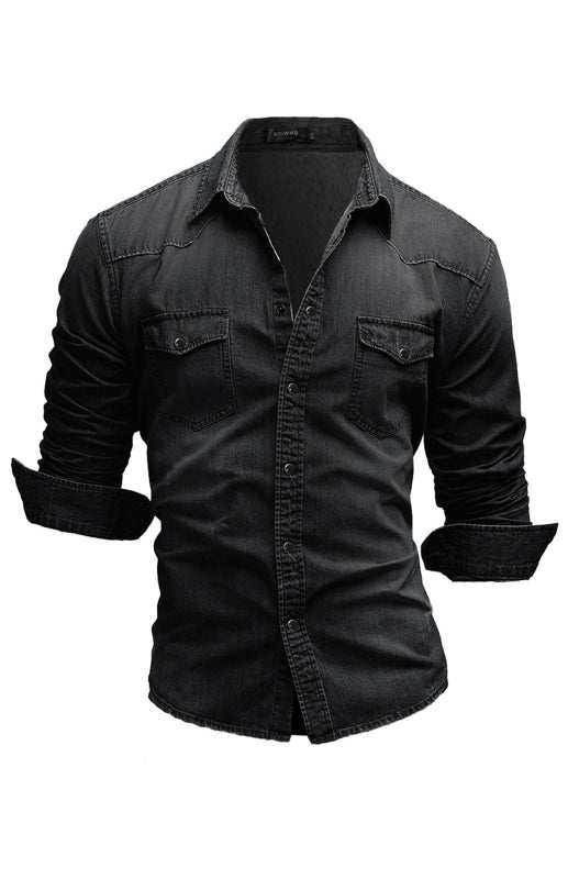 Chic Spring-Summer Men's Lapel Collar Solid Polyester Shirt - Effortless Style for Casual Days - MENLL