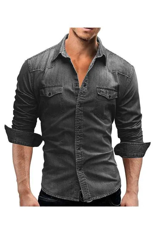 Chic Spring-Summer Men's Lapel Collar Solid Polyester Shirt - Effortless Style for Casual Days - MENLL