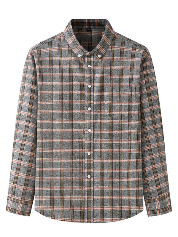 Stylish Plus Size Men's Brushed Plaid Long Sleeve Shirt - Perfect for Every Season!