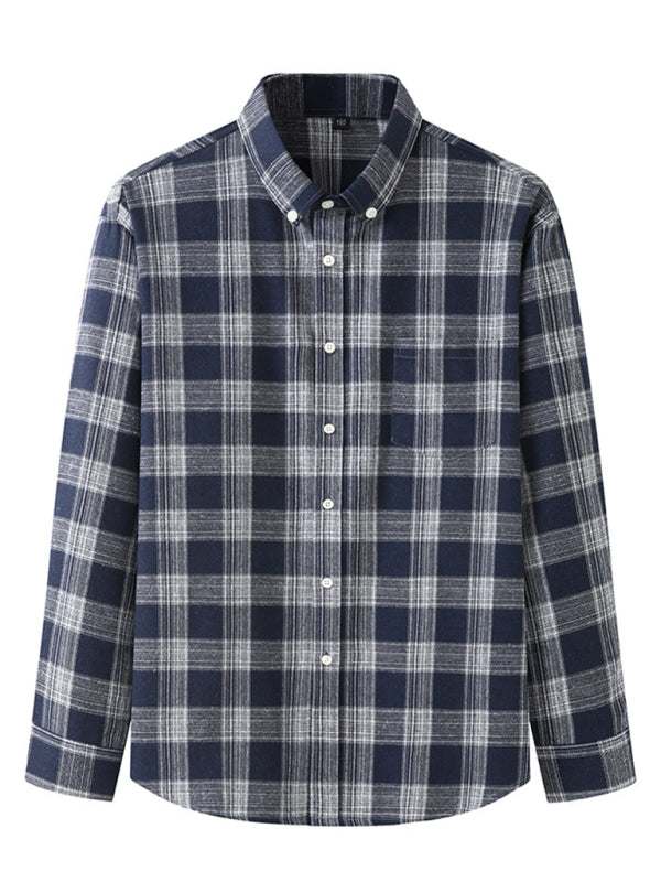 Stylish Plus Size Men's Brushed Plaid Long Sleeve Shirt - Perfect for Every Season!