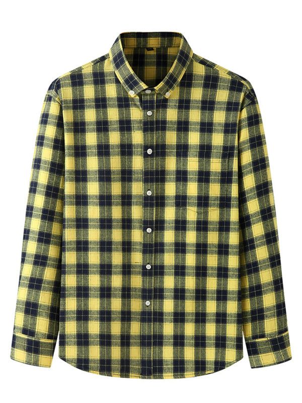 Stylish Plus Size Men's Brushed Plaid Long Sleeve Shirt - Perfect for Every Season!
