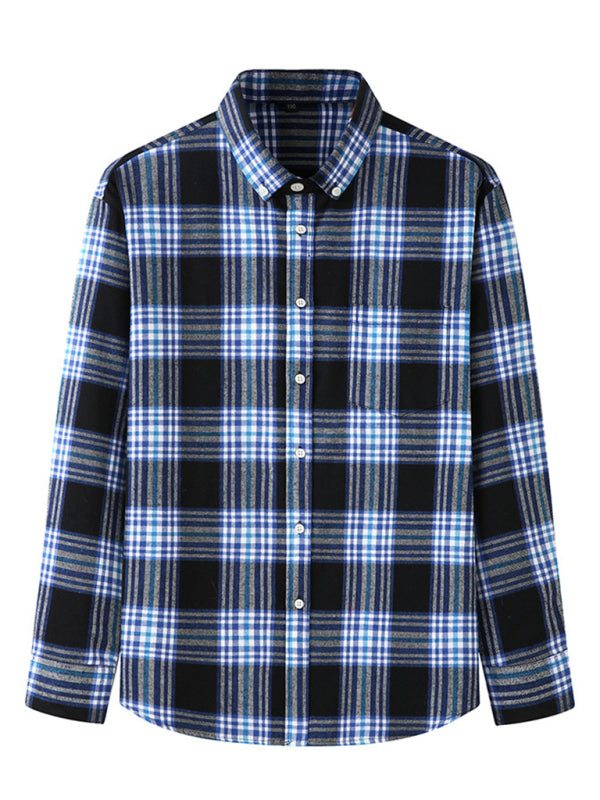 Stylish Plus Size Men's Brushed Plaid Long Sleeve Shirt - Perfect for Every Season!