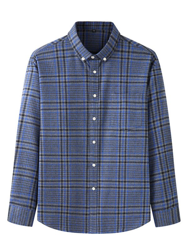 Stylish Plus Size Men's Brushed Plaid Long Sleeve Shirt - Perfect for Every Season!