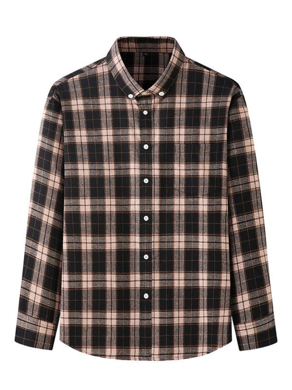 Stylish Plus Size Men's Brushed Plaid Long Sleeve Shirt - Perfect for Every Season!