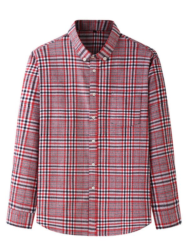 Stylish Plus Size Men's Brushed Plaid Long Sleeve Shirt - Perfect for Every Season!