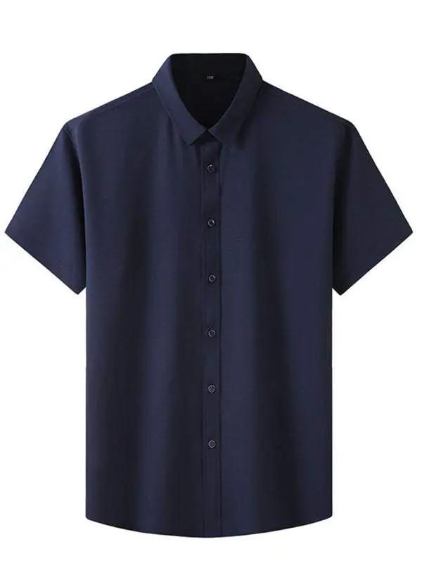 Stylish Plus Size Men's Lightweight Stretch Short Sleeve Shirt for Effortless Summer Style - MENLL