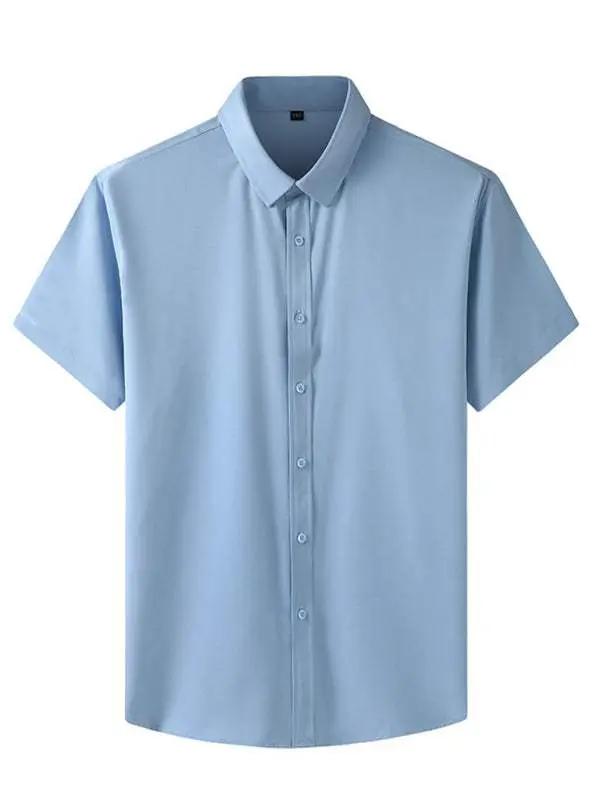 Stylish Plus Size Men's Lightweight Stretch Short Sleeve Shirt for Effortless Summer Style - MENLL