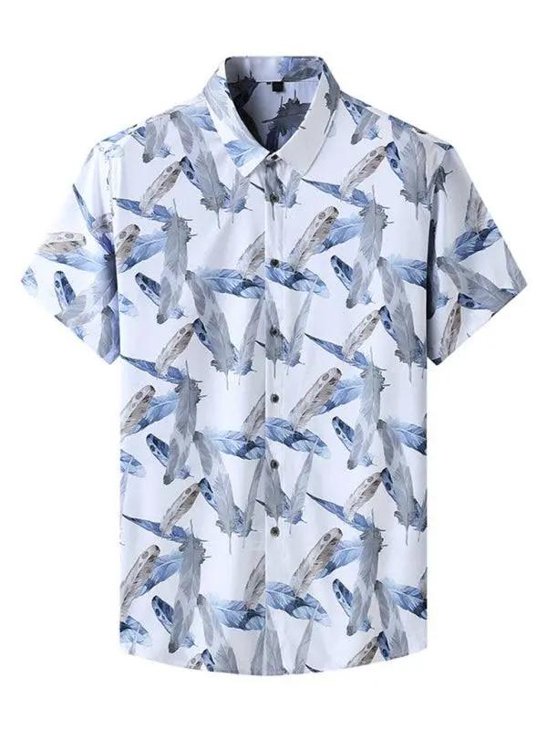 Vibrant Plus Size Men's Stretch Floral Short Sleeve Shirt for Effortless Summer Style - MENLL