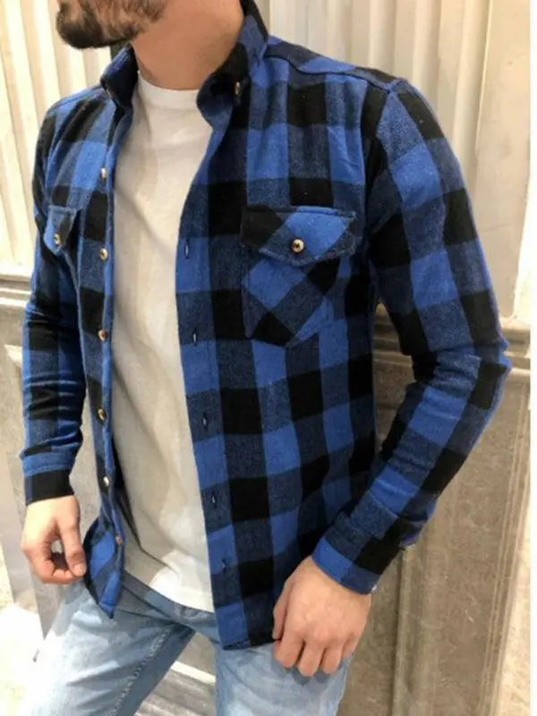 Stylish Men's Vintage Checkered Long Sleeve Shirt for Effortless Casual Chic - MENLL