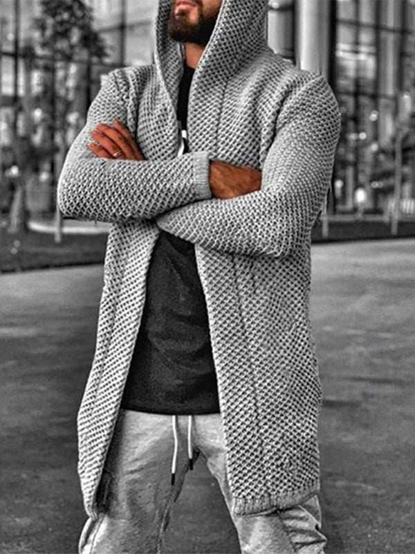 MENLL Cozy Knitted Hooded Cardigan Men's Spring Sweaters Perfect Fit by MENLL