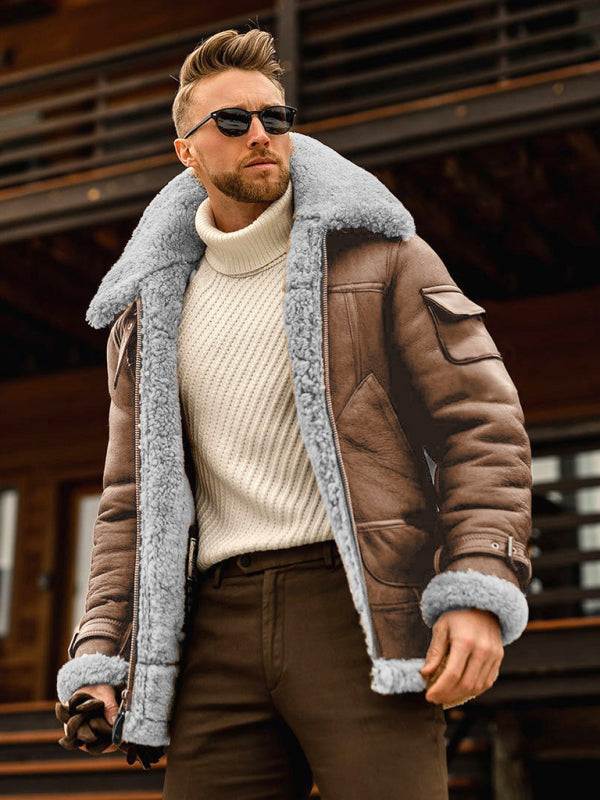 Luxurious Men's Mid-Length Faux Fur Jacket – Elevate Your Spring-Summer Style! - MENLL