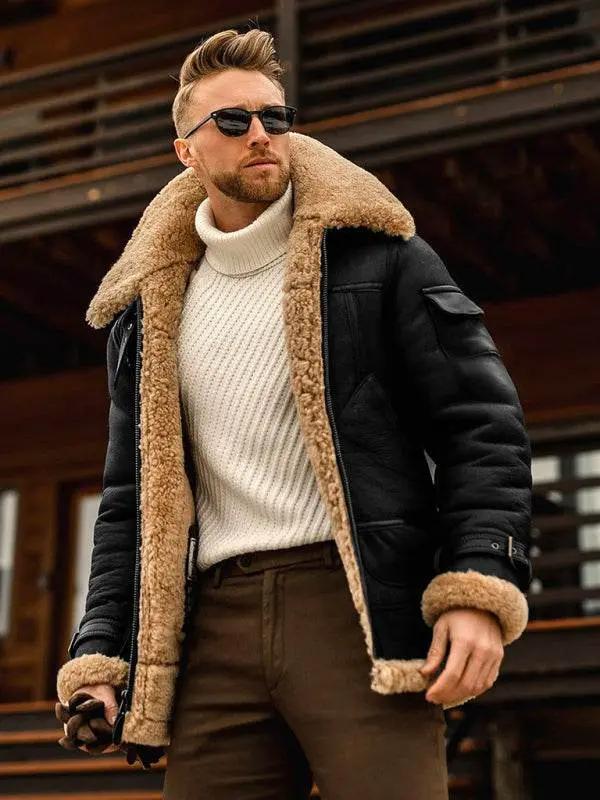Luxurious Men's Mid-Length Faux Fur Jacket – Elevate Your Spring-Summer Style! - MENLL