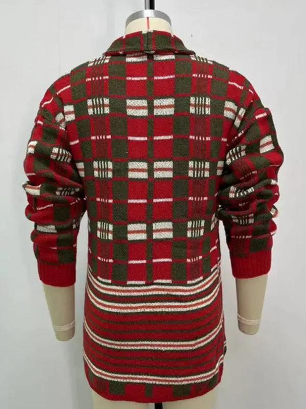 Stylish Men's Plaid Knitted Cardigan for Effortless Autumn-Winter Elegance - MENLL