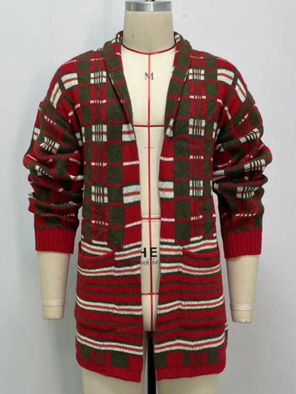 Stylish Men's Plaid Knitted Cardigan for Effortless Autumn-Winter Elegance
