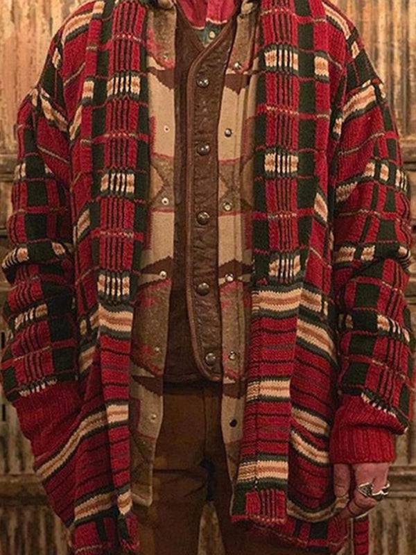 Stylish Men's Plaid Knitted Cardigan for Effortless Autumn-Winter Elegance