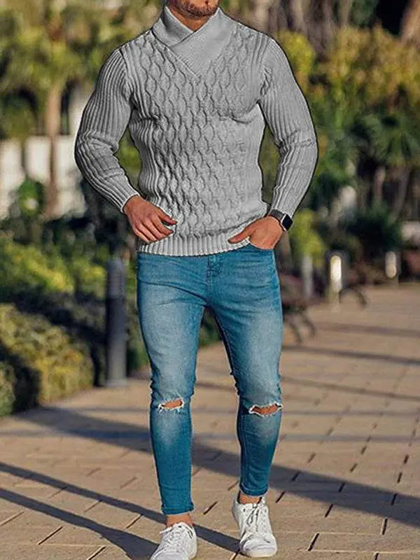 MENLL White Cable Knit Sweater Men's Casual Pullover Cozy & Stylish by MENLL