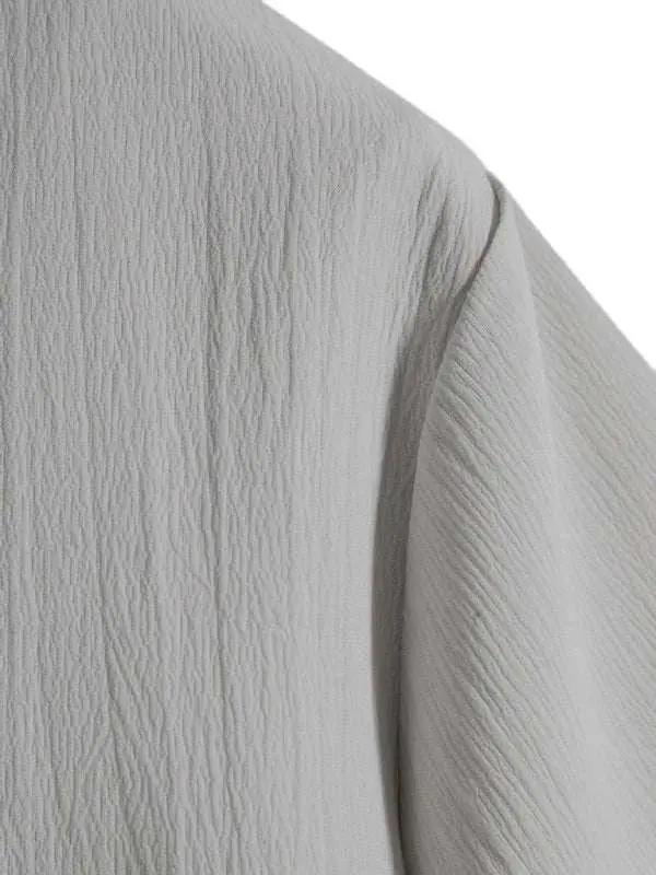 Effortlessly Stylish Men's Short Sleeve Casual Button-Up Shirt in Soft Cotton-Linen Blend - MENLL