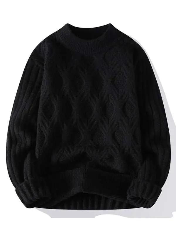 Stylish Men's Relaxed Fit Round Neck Knit Sweater for Effortless Fall Fashion - MENLL