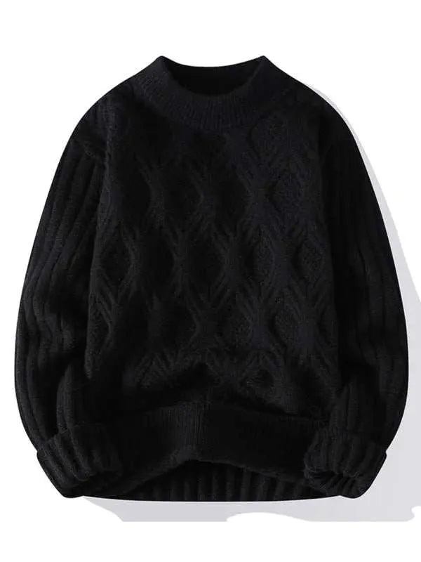 Stylish Men's Relaxed Fit Round Neck Knit Sweater for Effortless Fall Fashion - MENLL
