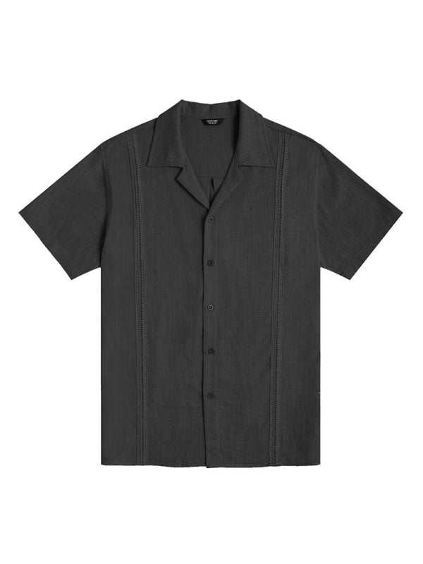 Effortlessly Stylish Men's Cuban Guayabera Linen Beach Shirt - Perfect for Spring-Summer Adventures
