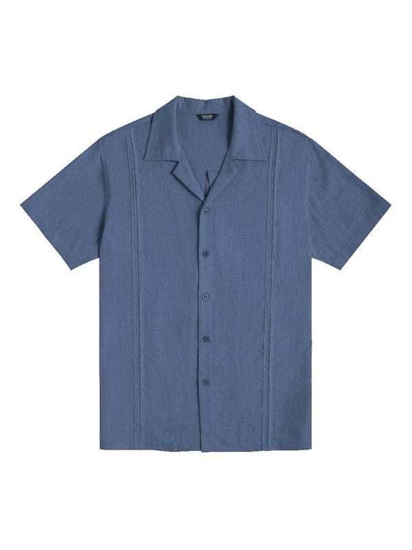 Effortlessly Stylish Men's Cuban Guayabera Linen Beach Shirt - Perfect for Spring-Summer Adventures