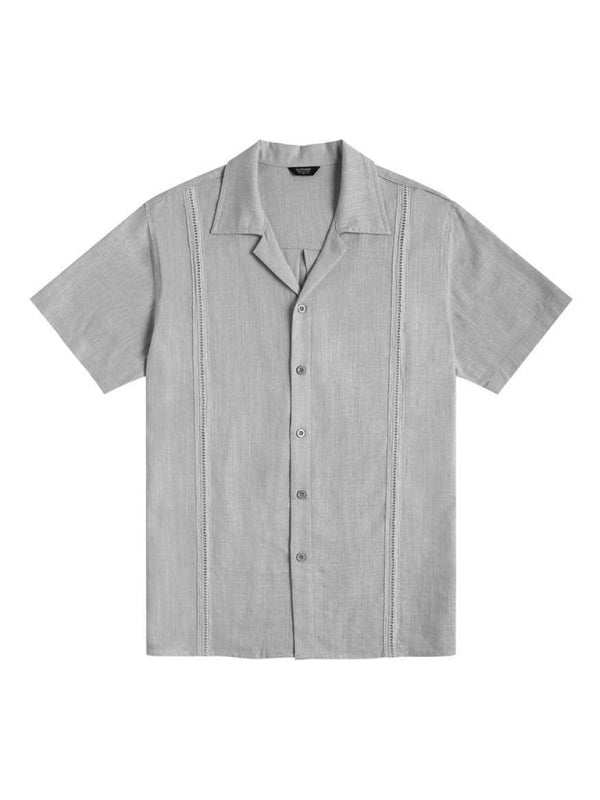 Effortlessly Stylish Men's Cuban Guayabera Linen Beach Shirt - Perfect for Spring-Summer Adventures