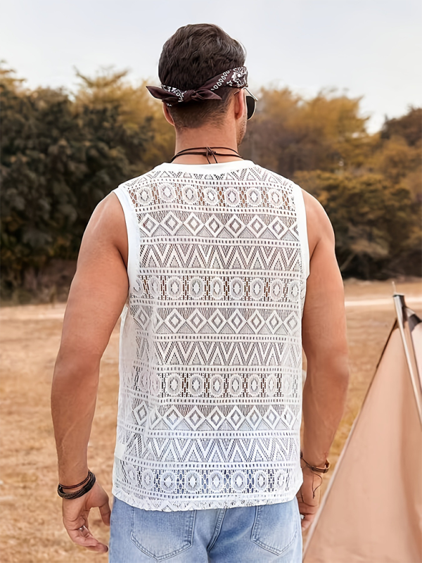 Stylish Men's Mesh Lace Vest - Perfect for Beach Getaways and Outdoor Adventures! - MENLL