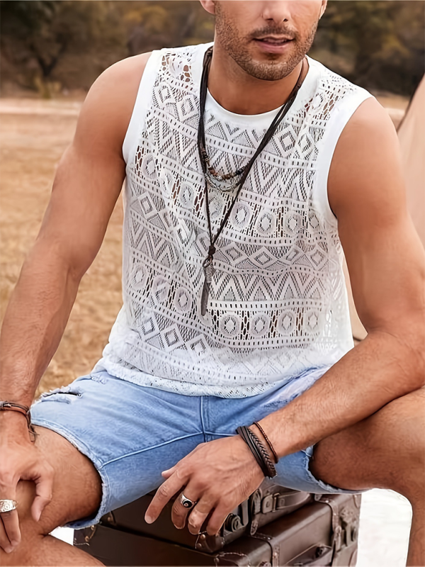 Stylish Men's Mesh Lace Vest - Perfect for Beach Getaways and Outdoor Adventures! - MENLL
