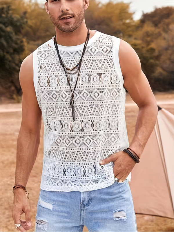 Stylish Men's Mesh Lace Vest - Perfect for Beach Getaways and Outdoor Adventures! - MENLL