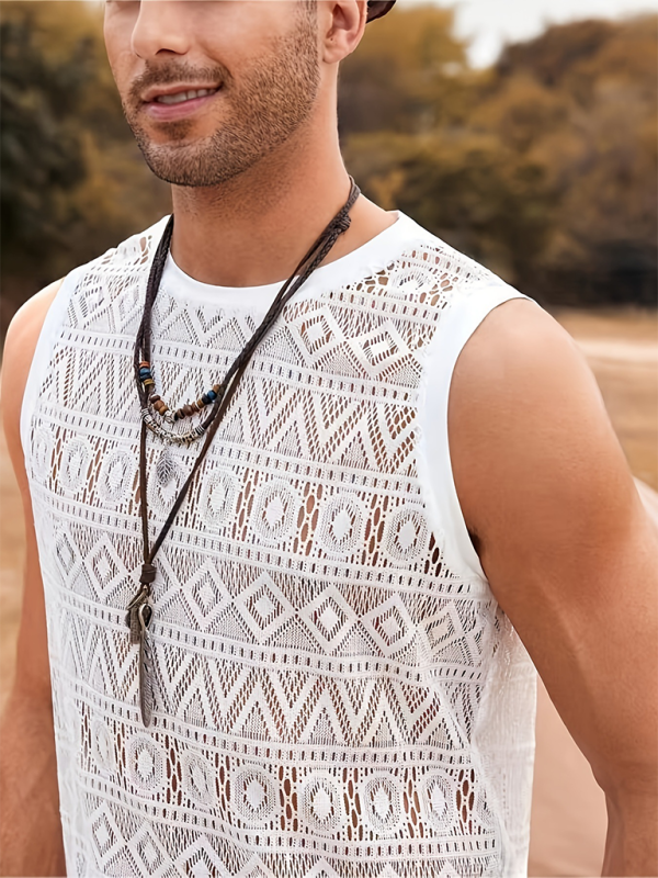 Stylish Men's Mesh Lace Vest - Perfect for Beach Getaways and Outdoor Adventures! - MENLL