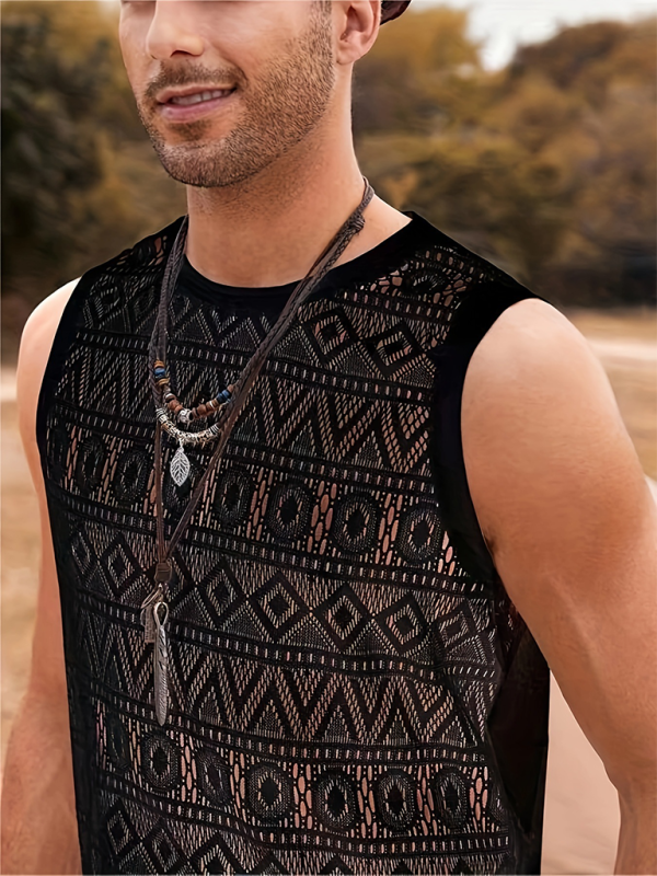 Stylish Men's Mesh Lace Vest - Perfect for Beach Getaways and Outdoor Adventures! - MENLL