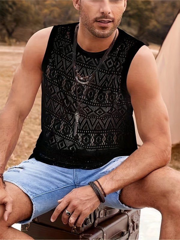 Stylish Men's Mesh Lace Vest - Perfect for Beach Getaways and Outdoor Adventures! - MENLL