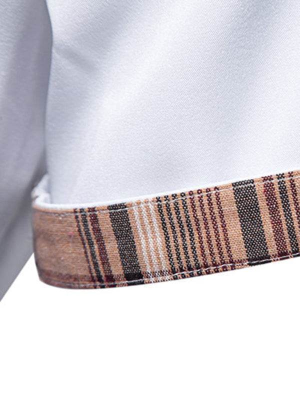 Stylish Men's Short Sleeve Plaid Color Block Shirt for Effortless Casual Elegance - MENLL
