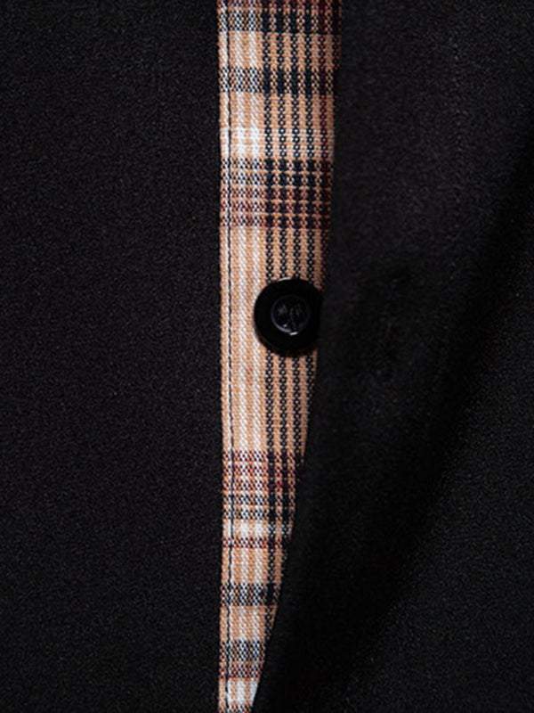 Stylish Men's Short Sleeve Plaid Color Block Shirt for Effortless Casual Elegance - MENLL