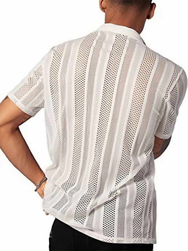Trendy Spring-Summer Knitted Short Sleeve Button-Up Shirt for Effortless Street Style - MENLL