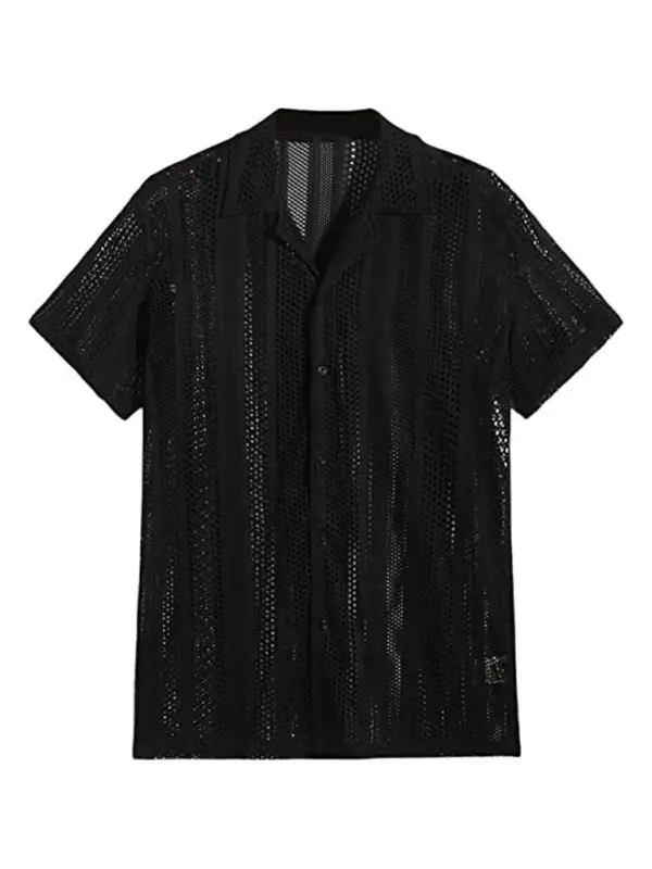 Trendy Spring-Summer Knitted Short Sleeve Button-Up Shirt for Effortless Street Style - MENLL