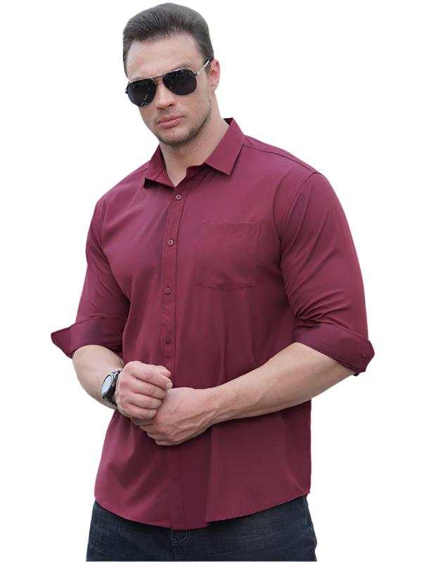 Plus size men's short sleeve loose casual shirt in solid color, perfect for everyday wear.