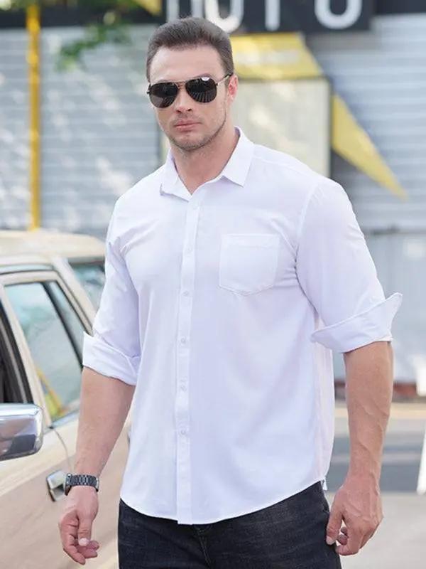 Effortlessly Stylish Plus Size Loose-Fit Short Sleeve Casual Shirt for Men - MENLL