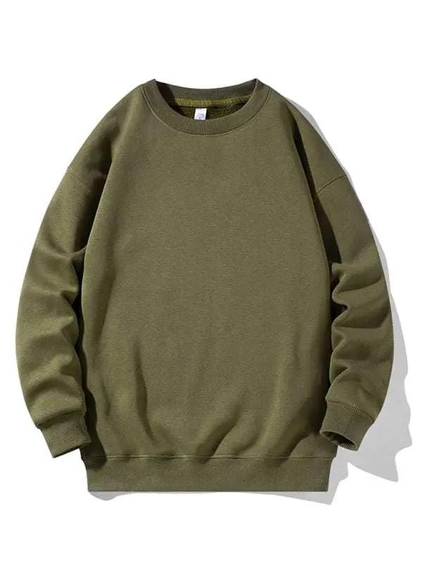 Classic Men's Solid Color Long Sleeve Crewneck Sweatshirt for All Seasons - MENLL