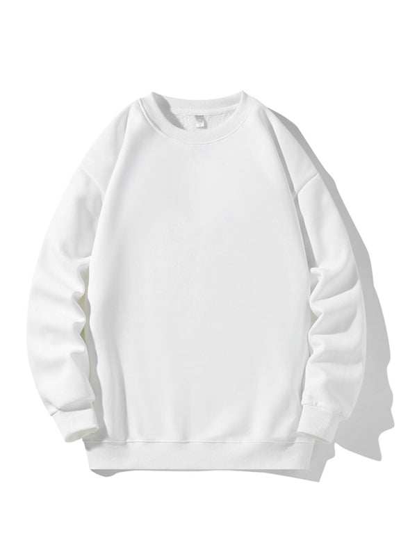 Classic Men's Solid Color Long Sleeve Crewneck Sweatshirt for All Seasons - MENLL