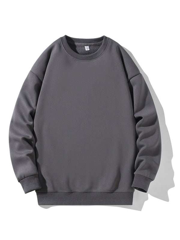 Classic Men's Solid Color Long Sleeve Crewneck Sweatshirt for All Seasons - MENLL