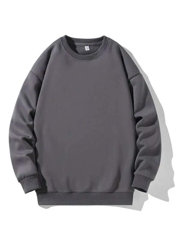 Classic Men's Solid Color Long Sleeve Crewneck Sweatshirt for All Seasons - MENLL