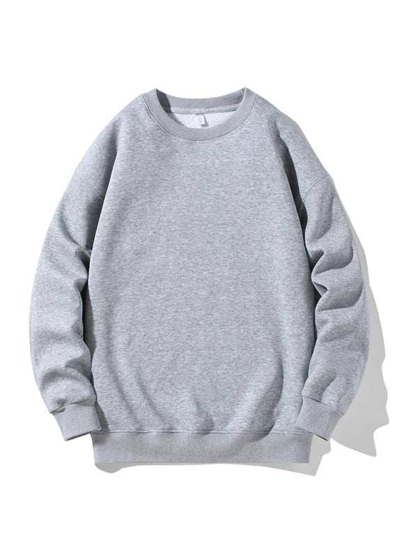 Classic Men's Solid Color Long Sleeve Crewneck Sweatshirt for All Seasons - MENLL
