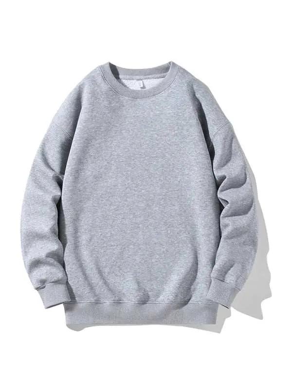 Classic Men's Solid Color Long Sleeve Crewneck Sweatshirt for All Seasons - MENLL