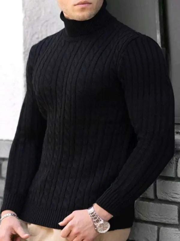 Sleek Stretchy Turtleneck Sweater for Men - Perfect Casual Elegance - MENLL